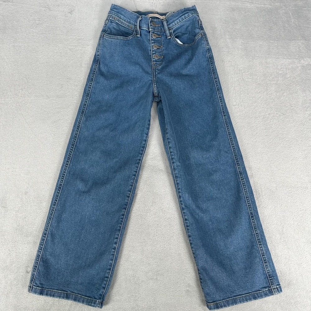 Levi's Jeans Women's 24 Mile High Cropped Wide Leg Medium Wash Stretch Denim‎
